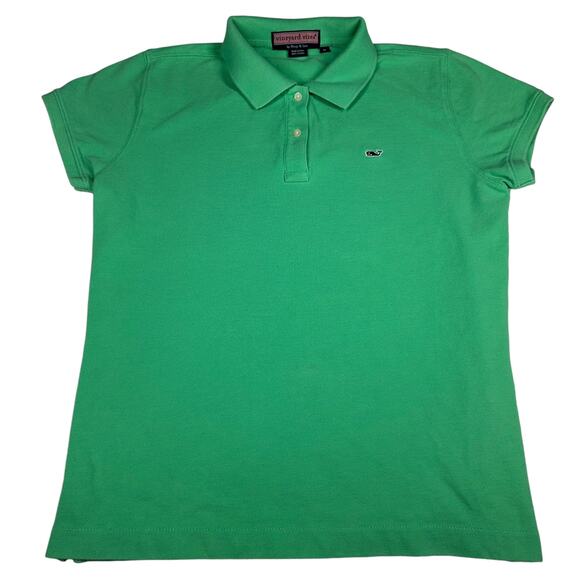 Vineyard Vines Women’s Polo Shirt Size Medium Green Short Sleeve Whale Logo - Picture 1 of 7